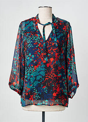 Blouse imprimé fantaisie manches 3/4 bleu CHRISTINE LAURE femme