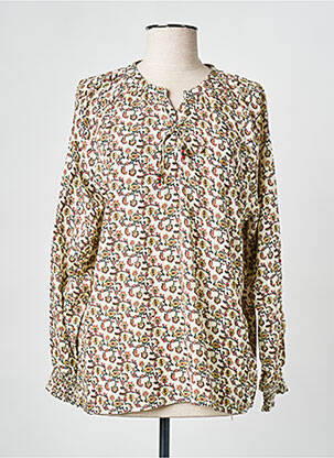 Blouse tissage popeline manches longues beige DIPLODOCUS femme