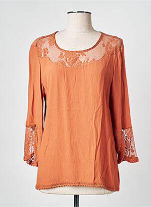 Blouse fermeture boutonnée au dos manches 3/4 marron CREAM femme