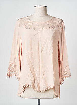 Blouse fermeture boutonnée au dos manches 3/4 rose CREAM femme