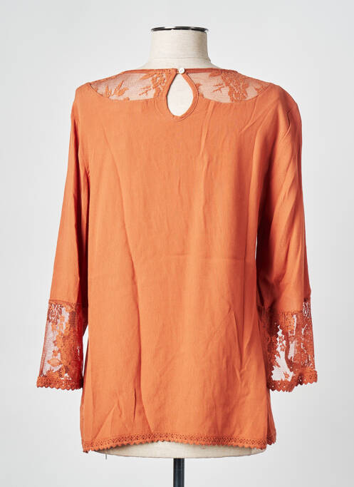 Blouse fermeture boutonnée au dos manches 3/4 marron CREAM femme