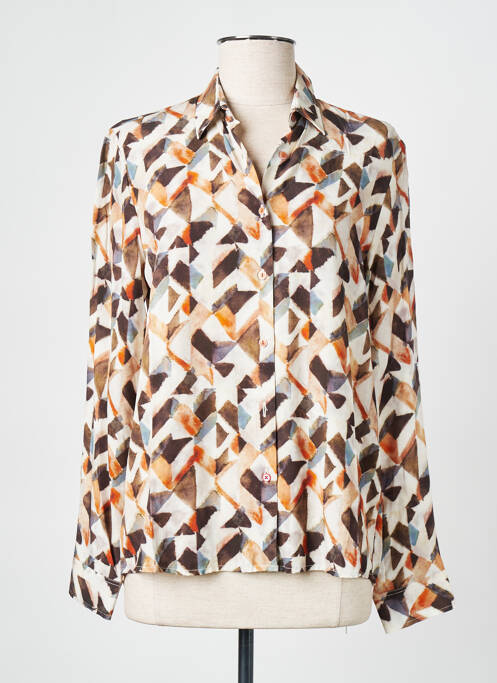 Chemisier imprimé fantaisie manches longues marron LA CIBLE ROUGE femme