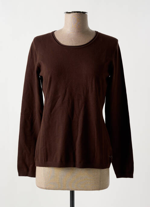 Pull coupe cintrée manches longues marron MARINA V femme