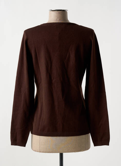 Pull coupe cintrée manches longues marron MARINA V femme