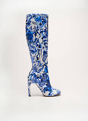 Bottes matière lisse talon haut de 10cm et plus bleu DRIES VAN NOTEN femme