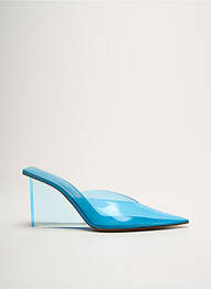 Mules/sabots tissage satiné talon de 7 à 9cm bleu ARIELLE BARON femme