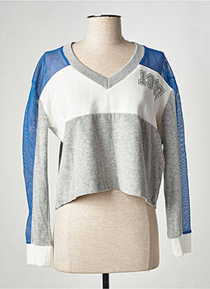 Sweat-shirt manches longues manches longues bleu OLGA LEYERS femme