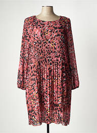 Robe mi-longue coupe fluide manches longues rouge BELLITA femme