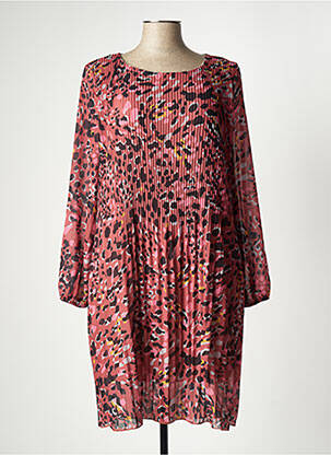 Robe mi-longue coupe fluide manches longues rouge BELLITA femme