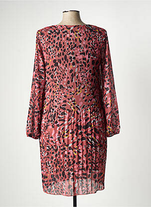 Robe mi-longue coupe fluide manches longues rouge BELLITA femme
