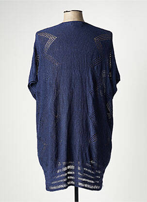 Gilet manches courtes maille ajourée bleu GABRIELLE femme