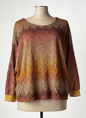 Pull col rond manches longues marron BELLITA femme