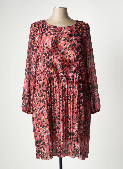 Robe mi-longue coupe fluide manches longues rouge BELLITA femme