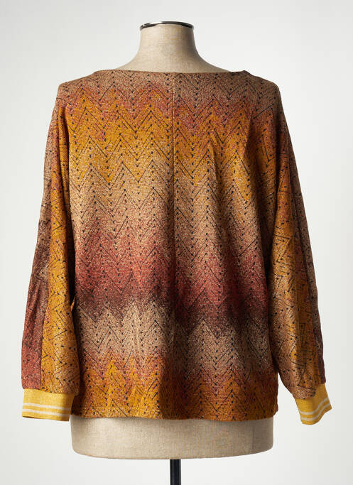 Pull col rond manches longues marron BELLITA femme