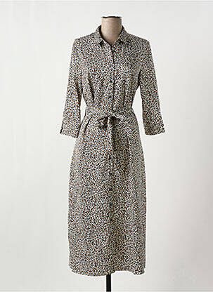 Robe longue tissage popeline manches 3/4 beige ONLY femme