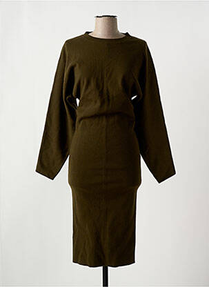 Robe longue manches longues manches longues vert MANGO femme