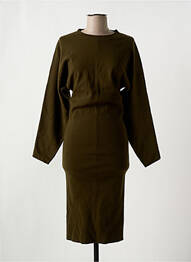 Robe longue manches longues manches longues vert MANGO femme