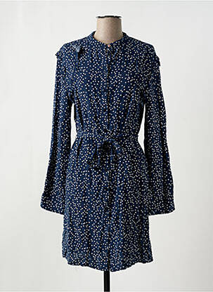 Robe mi-longue coupe fluide manches longues bleu CLOUDS OF FASHION BY LAURENTINE femme