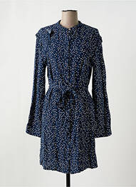 Robe mi-longue coupe fluide manches longues bleu CLOUDS OF FASHION BY LAURENTINE femme