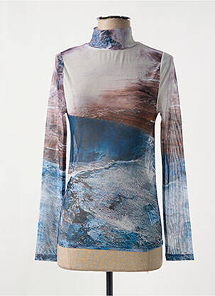 Top tissage crêpe manches longues bleu ASTRID BLACK LABEL femme