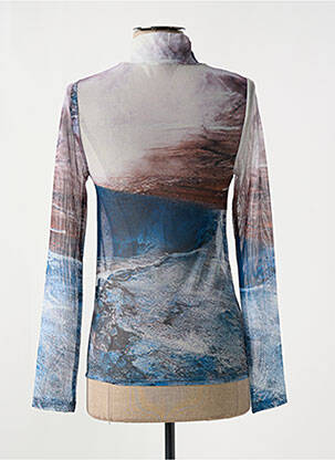 Top tissage crêpe manches longues bleu ASTRID BLACK LABEL femme