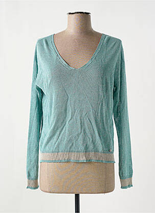 Pull col v manches longues vert KOCCA femme