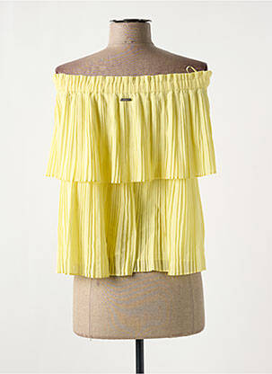 Top coupe fluide sans manche jaune GUESS femme
