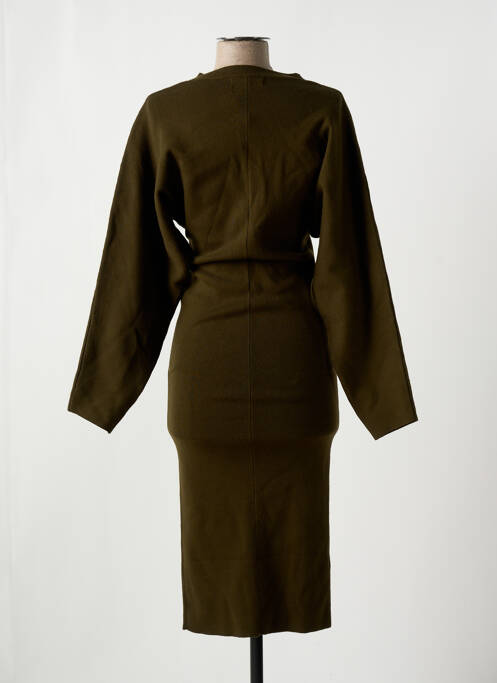 Robe longue manches longues manches longues vert MANGO femme