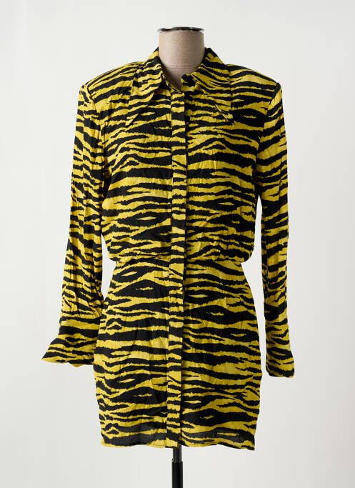 Robe courte manches longues manches longues jaune MANGO femme