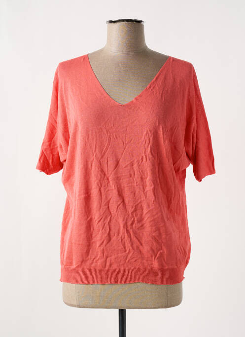 T-shirt col v manches courtes rouge BELLITA femme