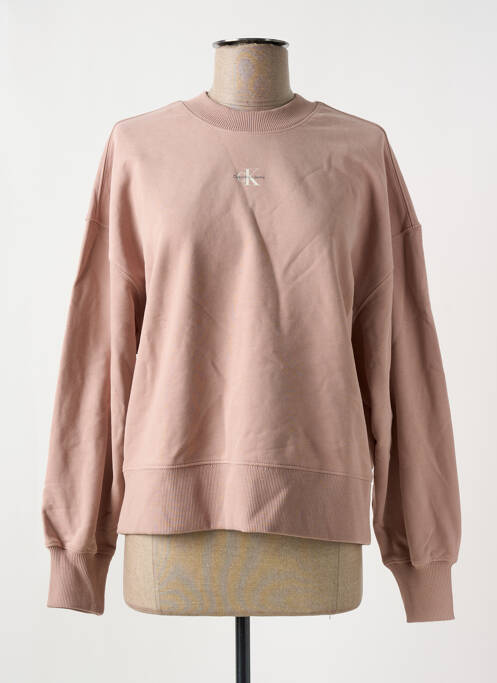 Pull col rond manches longues beige CALVIN KLEIN femme