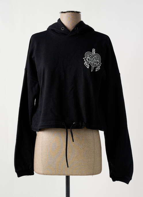 Sweat-shirt à capuche noir TOURIST LEMC pour femme