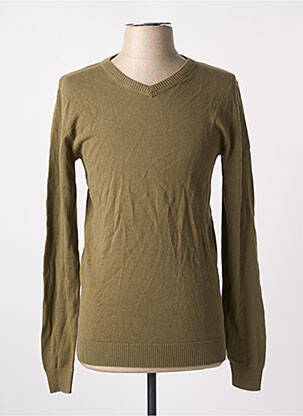 Pull col v manches longues vert BRUCE & BUTLER  homme