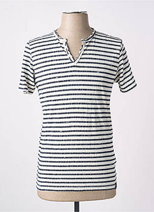 T-shirt col tunisien manches courtes blanc PETROL INDUSTRIES homme
