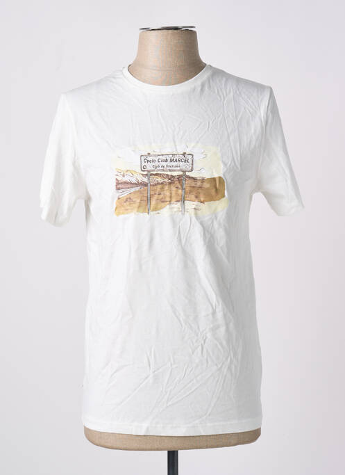 T-shirt coupe droite manches courtes blanc CYCLO CLUB MARCEL  homme