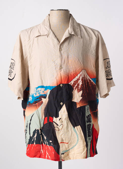 Chemise manches courtes beige JACK & JONES pour homme