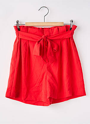 Short fermeture zippée sous rabat avec crochet taille haute rouge ONLY femme