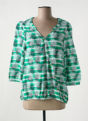Blouse tissage popeline manches 3/4 vert THALASSA femme