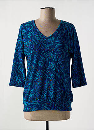 Pull col v manches 3/4 bleu DIANE LAURY femme