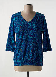 Pull col v manches 3/4 bleu DIANE LAURY femme