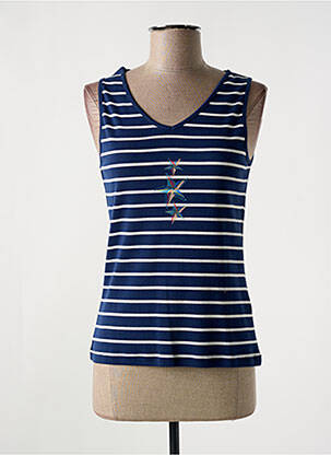 Débardeur col v sans manche bleu THALASSA femme