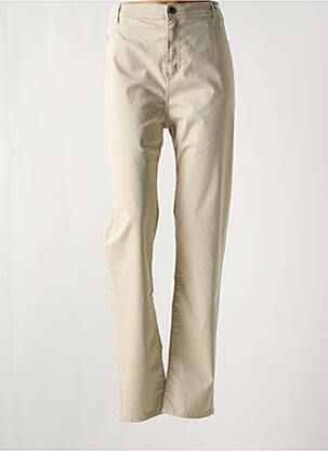 Pantalon droit stretch taille haute beige IMPAQT femme