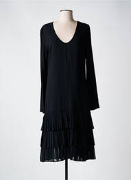 Robe mi-longue manches longues manches longues noir TWINSET femme