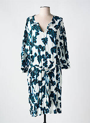 Robe mi-longue imprimé fleurs manches longues bleu BLEU BLANC ROUGE femme
