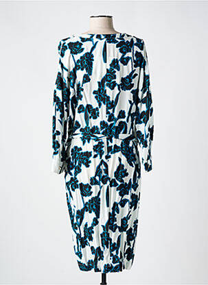 Robe mi-longue imprimé fleurs manches longues bleu BLEU BLANC ROUGE femme
