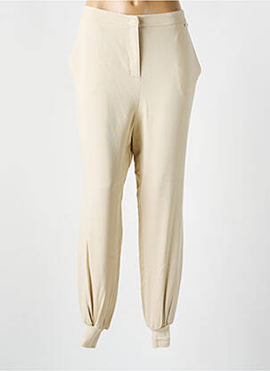 Pantalon droit fermeture zippée sous rabat boutonné taille normale beige TWINSET femme