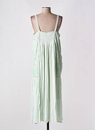 Robe longue tissage crêpe sans manche vert YAATRA femme