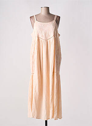 Robe longue tissage crêpe sans manche rose YAATRA femme
