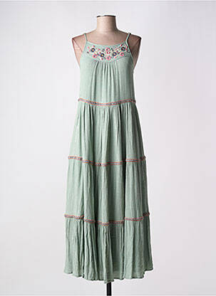 Robe longue sans manche sans manche vert YAATRA femme