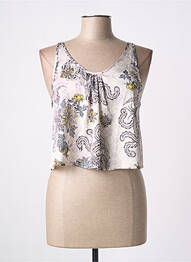 Top coupe cintrée sans manche beige SKINY femme